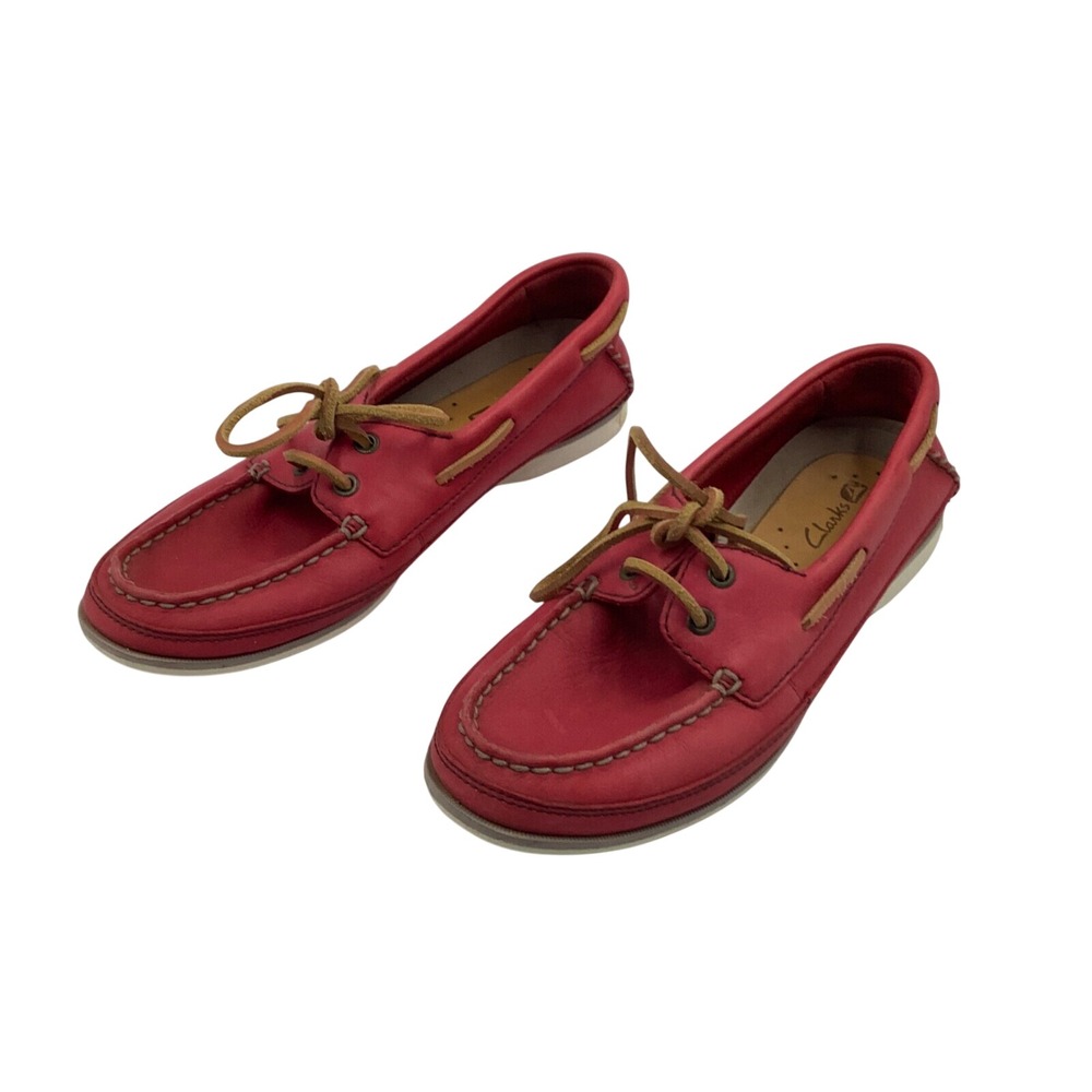 Clarks Flats Pink Leather Boat Shoes Size 7 M Womens